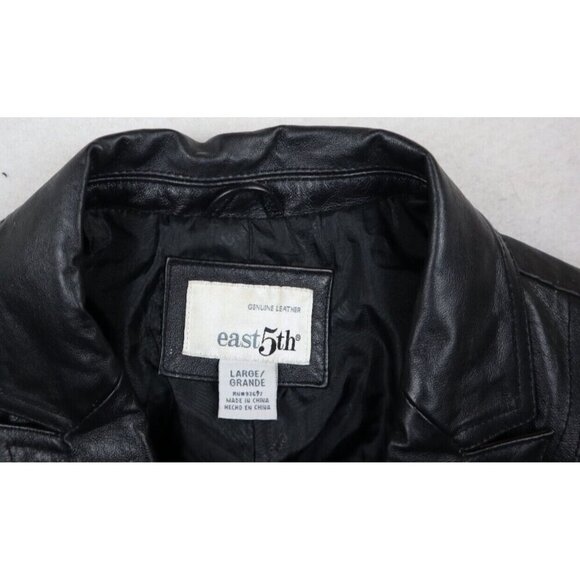 East 5th Jacket Womens Size Large Genuine Leather Black Button Front Jacket - Picture 8 of 13